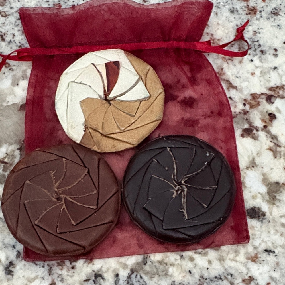 Set of Three handmade leather coin sachets